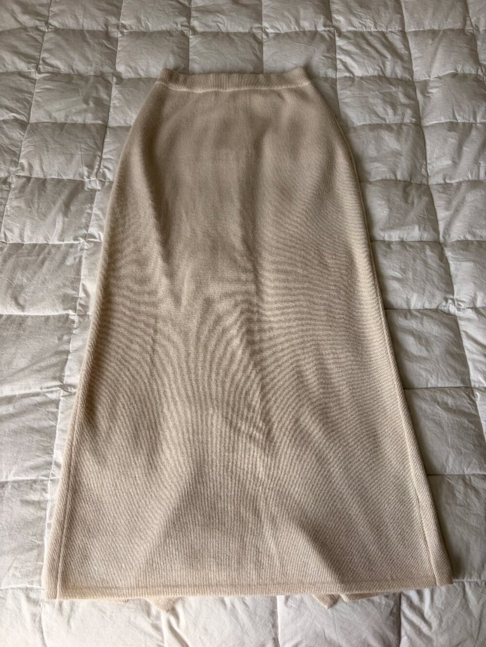 Nan Alexander Cream Cashmere Blend Maxi Skirt